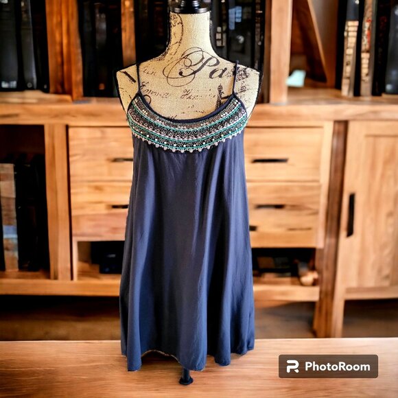 American Eagle Boho Sleeveless Beaded Spaghetti Strap Dress- S/P - Picture 1 of 8
